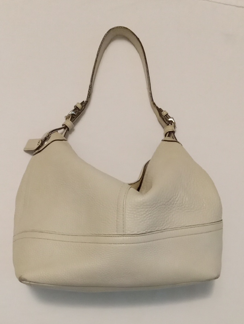 Coach Slouchy Cream Colored Pebbled Leather Hobo Bag